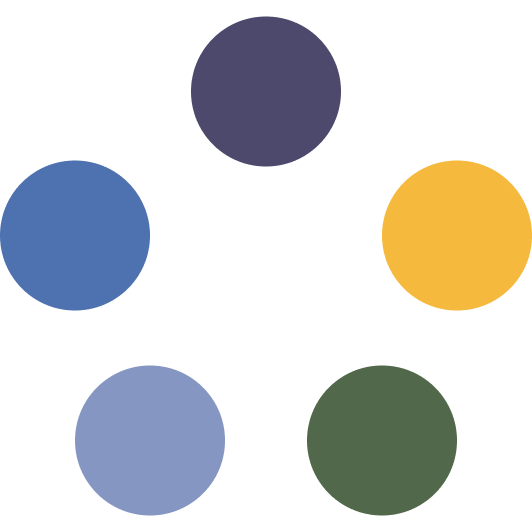 logo icon - 5 colored dots arranged in a circle